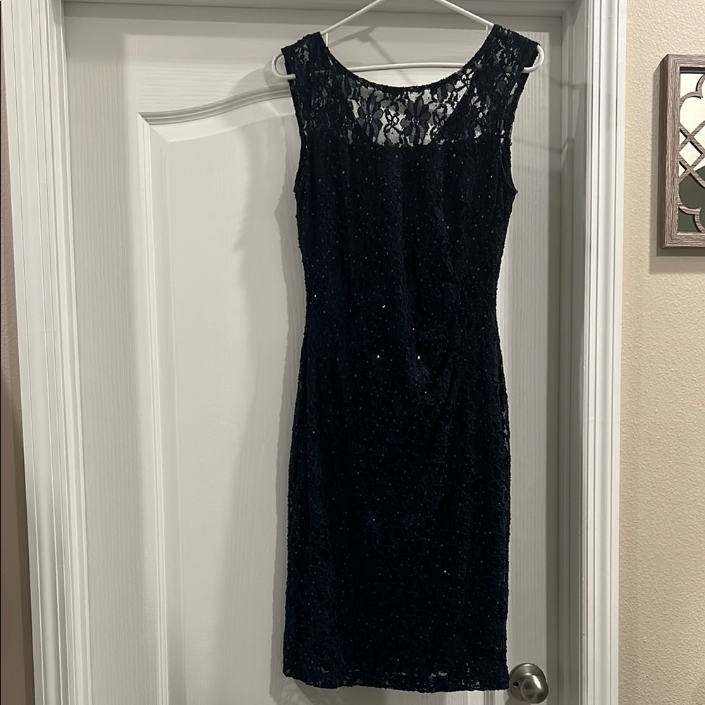 Elegant Navy Lace Dress